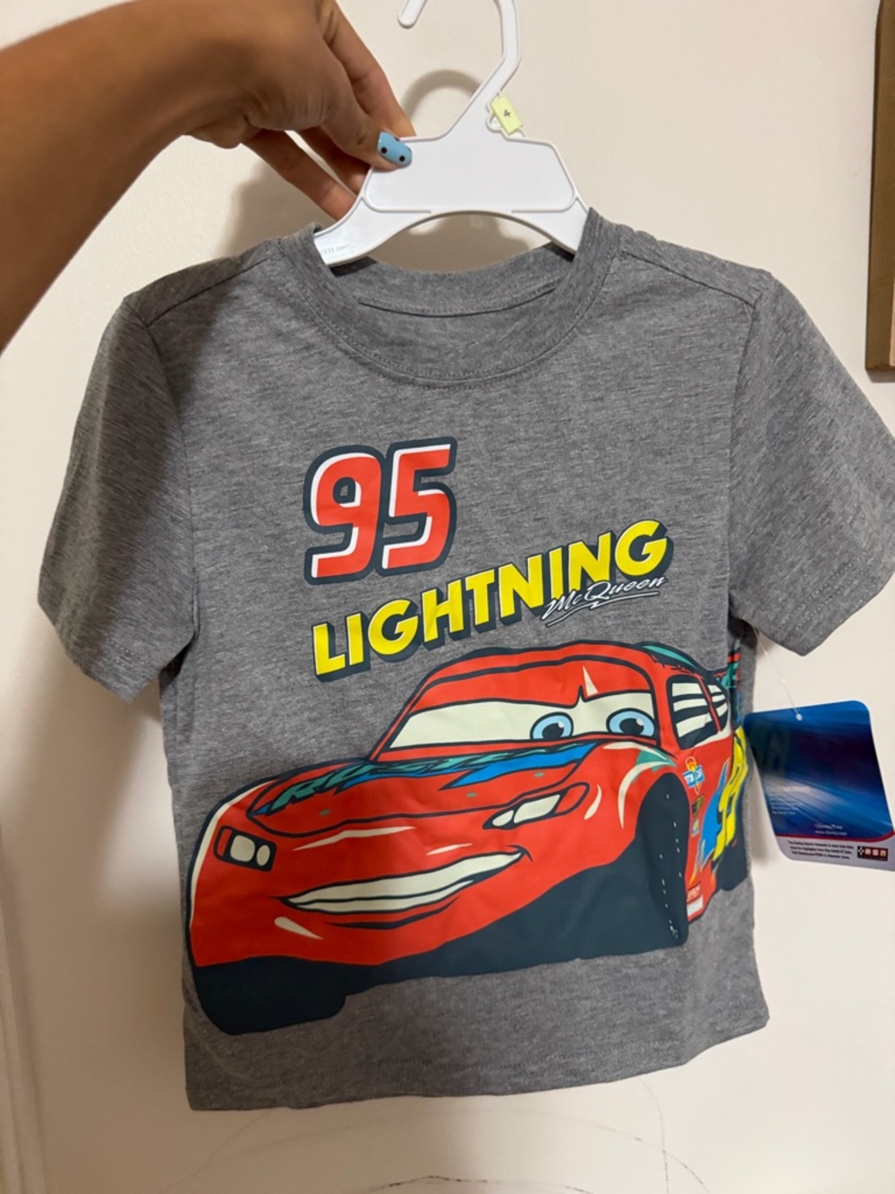 Disney Gray T-Shirt with Red Lightning McQueen Graphic